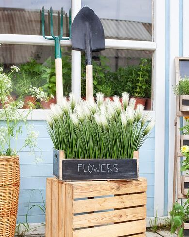 33" Artificial Plants 6 Pack Onion Tall Grass Greenery, Faux Fake Grass Shrubs Plant Flowers Wheat Grass for House Home Indoor Outdoor Office Room Gardening Indoor Décor-Green in Saudi Arabia