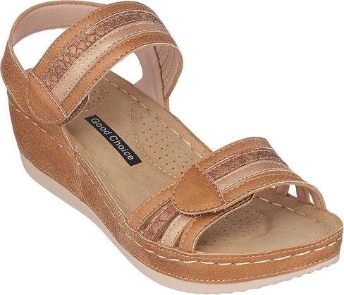 GC Shoes Women's Memory Foam Wedge Sandals, Summer Comfort Heels, Casual Ankle Strap Platform Dress Slides, Samar in Kuwait