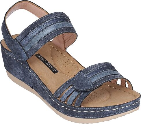 GC Shoes Women's Memory Foam Wedge Sandals, Summer Comfort Heels, Casual Ankle Strap Platform Dress Slides, Samar in Kuwait