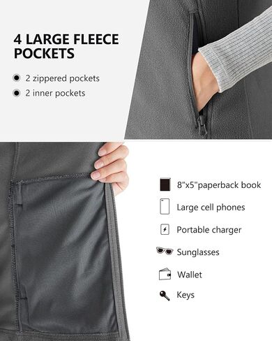 Outdoor Ventures Women’s Fleece Vest, Zip Up Lightweight Soft Running Vest Outerwear Sleeveless with Pockets in Kuwait