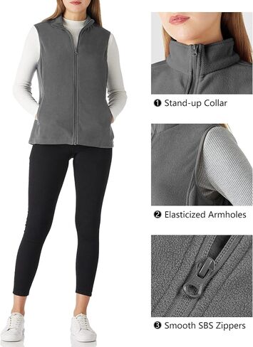 Outdoor Ventures Women’s Fleece Vest, Zip Up Lightweight Soft Running Vest Outerwear Sleeveless with Pockets in Kuwait