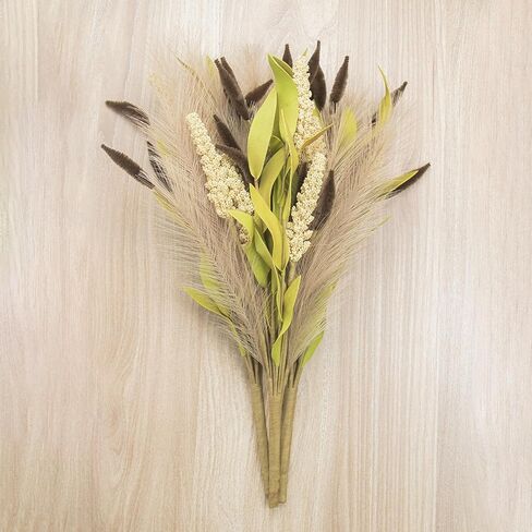 MAXROCK الاصطناعي وهمية 3 باقة زهور نباتات الديكور فو لمزهرية بوهو بامباس العشب المركزية ديكور لطاولة غرفة الأزهار حزب المنزل (الوردي) in Kuwait