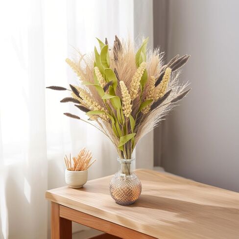MAXROCK الاصطناعي وهمية 3 باقة زهور نباتات الديكور فو لمزهرية بوهو بامباس العشب المركزية ديكور لطاولة غرفة الأزهار حزب المنزل (الوردي) in Kuwait