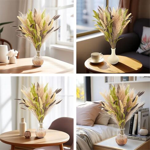 MAXROCK الاصطناعي وهمية 3 باقة زهور نباتات الديكور فو لمزهرية بوهو بامباس العشب المركزية ديكور لطاولة غرفة الأزهار حزب المنزل (الوردي) in Kuwait
