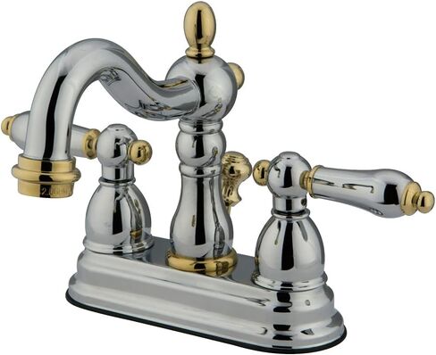 Kingston Brass KB1601AL Heritage 4-Inch Centerset Lavatory Faucet with Metal Lever Handle, Polished Chrome in Saudi Arabia