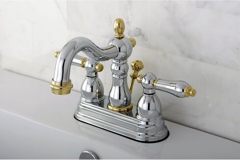 Kingston Brass KB1601AL Heritage 4-Inch Centerset Lavatory Faucet with Metal Lever Handle, Polished Chrome in Saudi Arabia