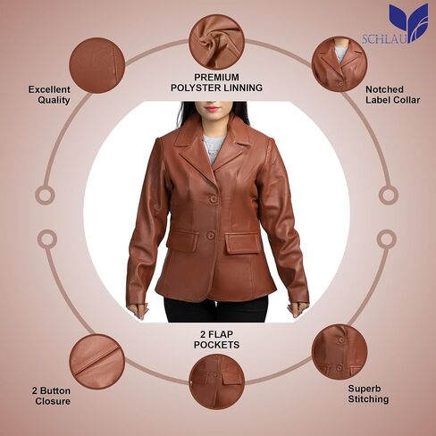 Schlau Classic 2 Women Leather Blazer -Lambskin jacket with Stylish Casual long Sleeves Coat Real Leather Jacket Women in Saudi Arabia
