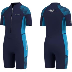 Seaskin Kids Wetsuit for Boys Girls Toddler, 2mm Front Zip Thermal Swimsuits Shorty Diving Suits