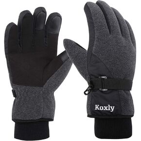 Koxly Winter Gloves Waterproof Windproof 3M Insulated Gloves 3 Fingers Dual-Layer Touchscreen Gloves for Men and Women
