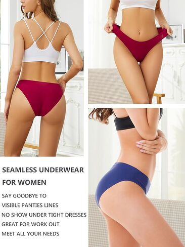 ملابس داخلية بيكيني نسائية من Bolivelan مكونة من 6 قطع بدون خياطة، لا تظهر سراويل داخلية قابلة للتمدد in Kuwait