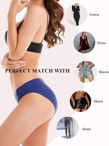 ملابس داخلية بيكيني نسائية من Bolivelan مكونة من 6 قطع بدون خياطة، لا تظهر سراويل داخلية قابلة للتمدد in Kuwait