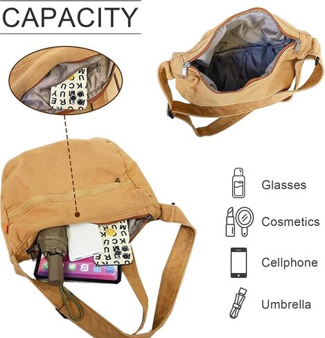 Womens Canvas Hobo Bags Purses Large Shoulder Bags Casual Crossbody Bags Satchel Bag Messenger Bag Shopping Traveling in Saudi Arabia