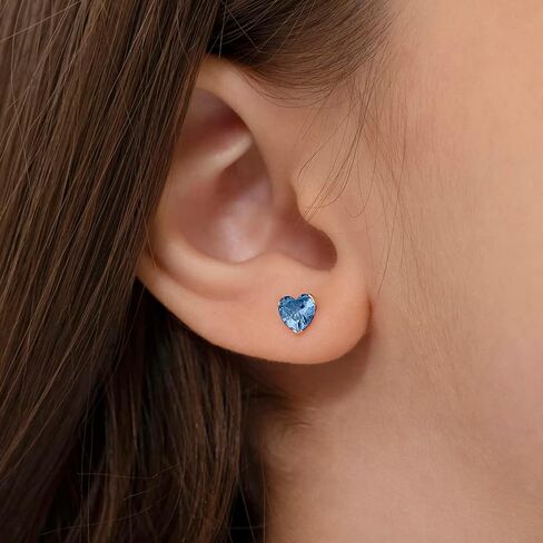 14k Yellow Gold 5mm Tiny Heart Cubic Zirconia Screw Back Earrings for Baby Girls, Toddlers, and Young Girls - Simulated Birthstone CZ Heart Stud Earrings for Girls - Small Stud Earrings for Children in Saudi Arabia