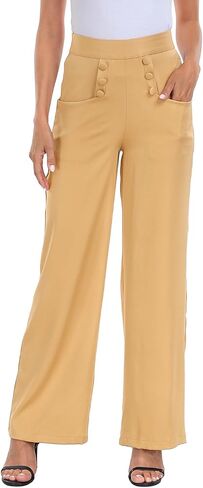 HDE Womens High Waisted Dress Pants Long Wide Leg Palazzo Trouser Tall S-Plus in Saudi Arabia