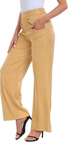 HDE Womens High Waisted Dress Pants Long Wide Leg Palazzo Trouser Tall S-Plus in Saudi Arabia