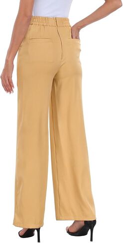 HDE Womens High Waisted Dress Pants Long Wide Leg Palazzo Trouser Tall S-Plus in Saudi Arabia