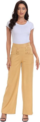 HDE Womens High Waisted Dress Pants Long Wide Leg Palazzo Trouser Tall S-Plus in Saudi Arabia