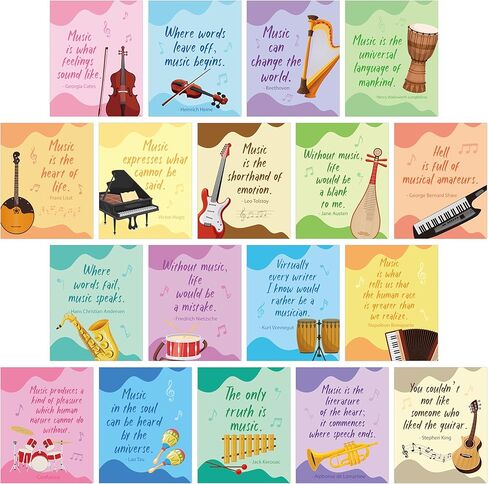 ملصقات موسيقى H1vojoxo للفصول الدراسية - 18 قطعة من ملصقات الفصول الدراسية الموسيقية لتعليم الموسيقى ملصق تحفيزي للفصول الدراسية ملصق الموسيقى الابتدائية موضوع الموسيقى التعليمية جدار الفن الطباعة للمدرسة الثانوية المتوسطة in Kuwait
