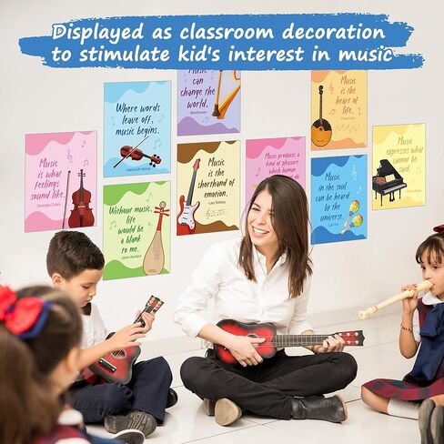 ملصقات موسيقى H1vojoxo للفصول الدراسية - 18 قطعة من ملصقات الفصول الدراسية الموسيقية لتعليم الموسيقى ملصق تحفيزي للفصول الدراسية ملصق الموسيقى الابتدائية موضوع الموسيقى التعليمية جدار الفن الطباعة للمدرسة الثانوية المتوسطة in Kuwait