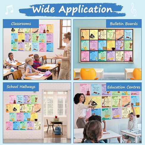 ملصقات موسيقى H1vojoxo للفصول الدراسية - 18 قطعة من ملصقات الفصول الدراسية الموسيقية لتعليم الموسيقى ملصق تحفيزي للفصول الدراسية ملصق الموسيقى الابتدائية موضوع الموسيقى التعليمية جدار الفن الطباعة للمدرسة الثانوية المتوسطة in Kuwait