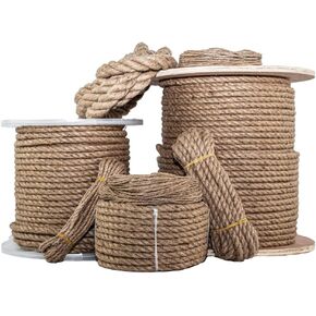 SGT KNOTS Twisted Jute Rope - Natural Fiber for Crafts, Garden, Packing, Home Decor & More (1/4" x 50ft)