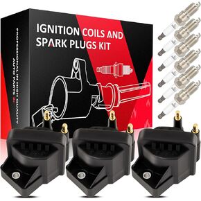 SCITOO 3 ignition coils with 6 iridium Spark Plugs for Buick for Cadillac for Chevrolet for Oldsmobile Pontiac Allure LeSabre Camaro Impala 88 98 Firebird 3.8L V6 C849 DR39 5C1058 E530C D555