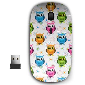 ماوس USB لاسلكي محمول مريح 2.4 جيجا للكمبيوتر الشخصي والكمبيوتر المحمول والكمبيوتر المحمول مع جهاز استقبال نانو (البوم اللطيف)