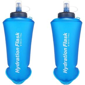Tpu Soft Folding Water Bottles, 2 Packs 500ML BPA-Free Collapsible Flask For Hydration Pack Collapsible Water Bottles For Running Hiking Cycling Camping Climbing(500ml-2 Packs)