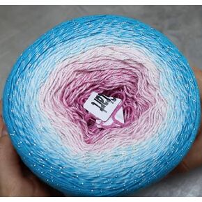 Yarn Art YarnArt Flowers Moonlight Glitter Cotton Yarn, Weight 9.17oz Length 1093 Yards Rainbow Crochet, Metallic Lurex Handknit Shiny, Silvery Cake, Multicolor Cotton,Rainbow Crochet (3294)