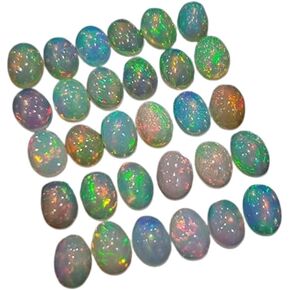 JAI GEMS 10 Pcs of Ethiopian Mined Opal Cabochon Rounds Gemstone | 100% Natural Opal Rounds