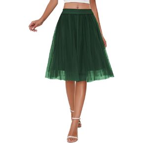 Dwirapal Sequin Long Tulle Skirt Layered Flowy Fairy Sparkle Party Mesh Tea Length Big Hem Skirts for Women