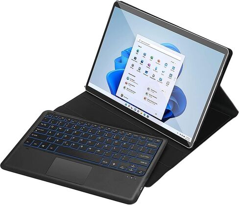 حافظة لوحة مفاتيح بلوتوث للحماية من SaharaCase مع لوحة ماوس لجهاز Microsoft Surface Pro 8 (2021) [ممتص للصدمات] حامل مدمج للحماية القوية ومضاد للانزلاق - أسود in Kuwait