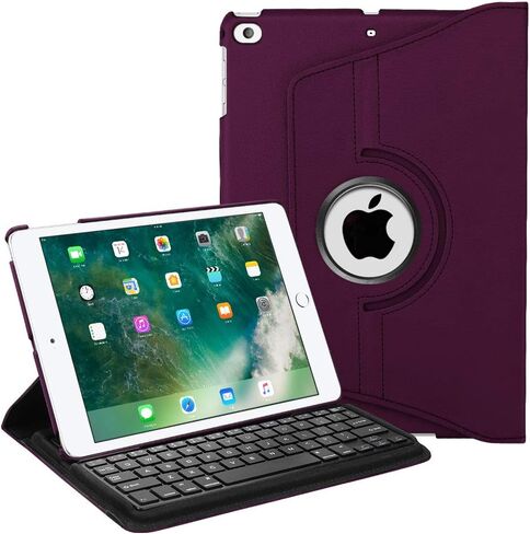 حافظة لوحة المفاتيح Fintie لجهاز iPad (الجيل السادس والخامس) 9.7 بوصة 2018 2017 / iPad Air 2 / iPad Air 1 - غطاء حامل دوار 360 درجة مع لوحة مفاتيح بلوتوث لاسلكية مدمجة، أرجواني in Saudi Arabia