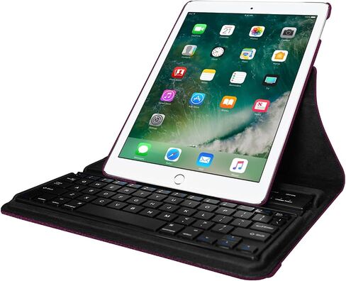 حافظة لوحة المفاتيح Fintie لجهاز iPad (الجيل السادس والخامس) 9.7 بوصة 2018 2017 / iPad Air 2 / iPad Air 1 - غطاء حامل دوار 360 درجة مع لوحة مفاتيح بلوتوث لاسلكية مدمجة، أرجواني in Saudi Arabia