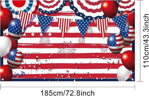 Blulu 4th of July Backdrop Banner Patriotic Background Independence Day Decorations American Flag Patriotic Sign Backdrop Prop Stars Stripes Background Party Supplies 6.1 x 3.6 ft in Saudi Arabia
