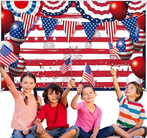 Blulu 4th of July Backdrop Banner Patriotic Background Independence Day Decorations American Flag Patriotic Sign Backdrop Prop Stars Stripes Background Party Supplies 6.1 x 3.6 ft in Saudi Arabia