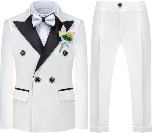 Boys Suits Toddler Tuxedo Double Breasted Formal Suit Set Kids Wedding Outfit in Kuwait