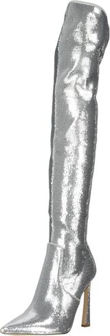 Steve Madden Women's Laddy Over-The-Knee Boot, Silver Sequin, 9.5 in Saudi Arabia