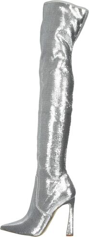 Steve Madden Women's Laddy Over-The-Knee Boot, Silver Sequin, 9.5 in Saudi Arabia
