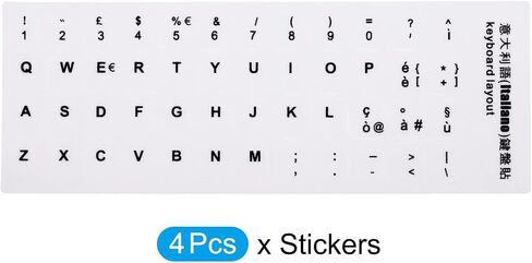 PATIKIL Italian Keyboard Layout Stickers, 4 Pack Universal Keyboard Replacement Cover for Notebook Desktop Computer Keyboards, White Background Black Lettering in Saudi Arabia