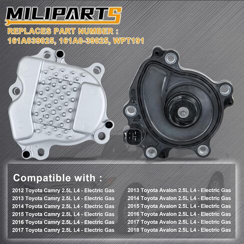 Electric Water Pump with Gasket Compatible with 2012-2017 Toyota Camry 2013-2018 Toyota Avalon L4 Hybrid Electric/Gas Replaces Part 161A039025 WPT191 in Saudi Arabia