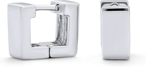 للجنسين تخصيص الحد الأدنى هندسية نغمتين جولة احيط مربع Huggie هوب أقراط للنساء 14K مطلية بالذهب. 925 الفضة الاسترليني in Saudi Arabia