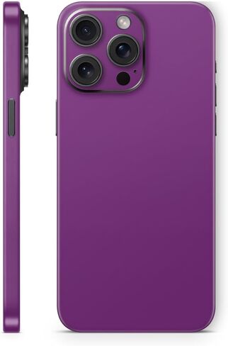 MightySkins Skin Compatible with Apple iPhone 15 Pro Max Full Wrap - Solid Purple | Protective, Durable, and Unique Vinyl Decal wrap Cover | Easy to Apply & Change Styles | Made in The USA in Saudi Arabia