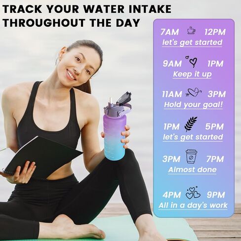 64 oz Motivational Water Bottle, Sports Water Bottle, Outdoors (Purple/Blue) in Saudi Arabia