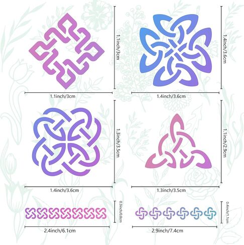 GORGECRAFT 2 Styles 6" Celtic Knot Stencil Viking Symbol Witchery Reusable Stainless Steel Flower Templates for Painting on Wood Wall Canvas Furniture Pyrography Engraving Crafts Home Decorations in Saudi Arabia