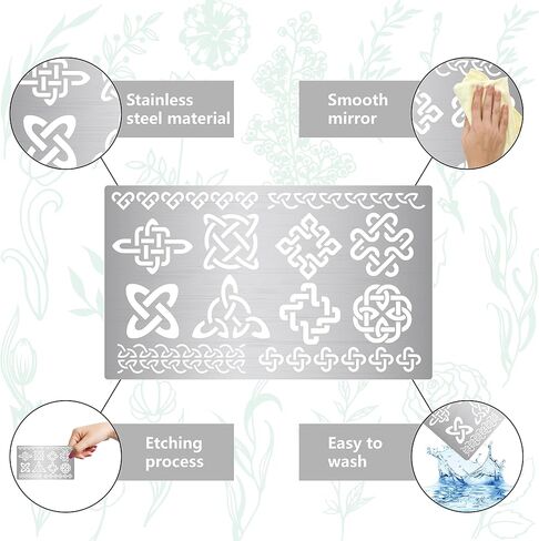GORGECRAFT 2 Styles 6" Celtic Knot Stencil Viking Symbol Witchery Reusable Stainless Steel Flower Templates for Painting on Wood Wall Canvas Furniture Pyrography Engraving Crafts Home Decorations in Saudi Arabia