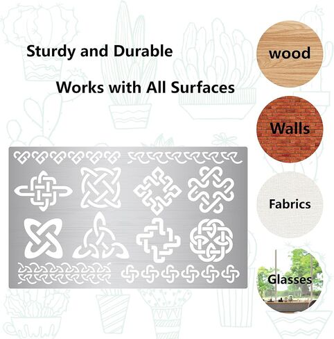 GORGECRAFT 2 Styles 6" Celtic Knot Stencil Viking Symbol Witchery Reusable Stainless Steel Flower Templates for Painting on Wood Wall Canvas Furniture Pyrography Engraving Crafts Home Decorations in Saudi Arabia