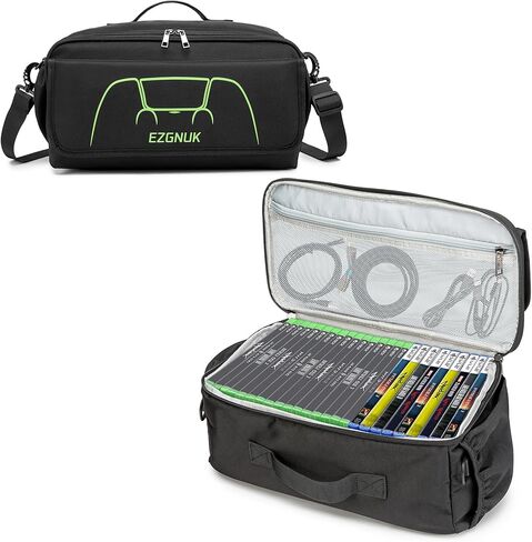 Ezgnuk Game Disc Storage Bag Can Accommodate at Least 22 Discs,Gaming Disk Carrying Case Compatible for PS5/PS4/PS4 Pro/PS3/Xbox One/Xbox 360//Xbox Series X/S, Can Store Game Controllers.(Black in Kuwait