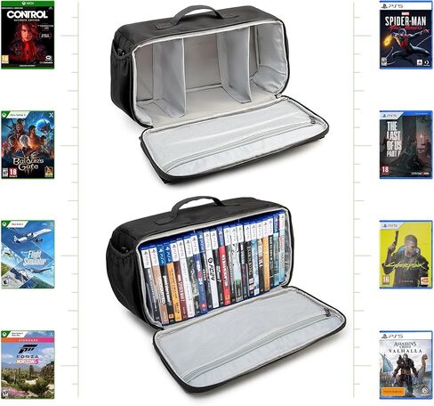 Ezgnuk Game Disc Storage Bag Can Accommodate at Least 22 Discs,Gaming Disk Carrying Case Compatible for PS5/PS4/PS4 Pro/PS3/Xbox One/Xbox 360//Xbox Series X/S, Can Store Game Controllers.(Black in Kuwait