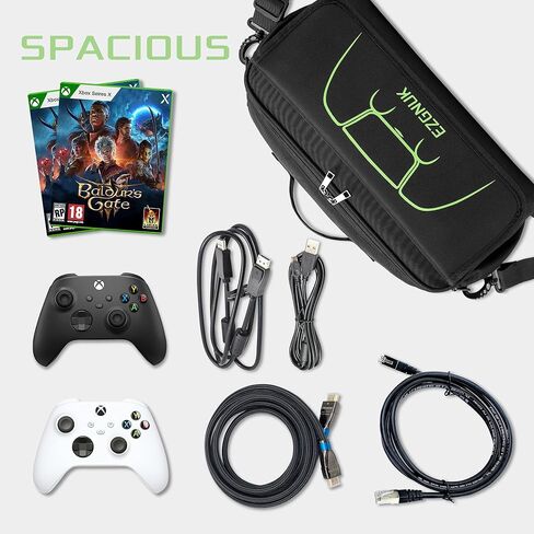 Ezgnuk Game Disc Storage Bag Can Accommodate at Least 22 Discs,Gaming Disk Carrying Case Compatible for PS5/PS4/PS4 Pro/PS3/Xbox One/Xbox 360//Xbox Series X/S, Can Store Game Controllers.(Black in Kuwait